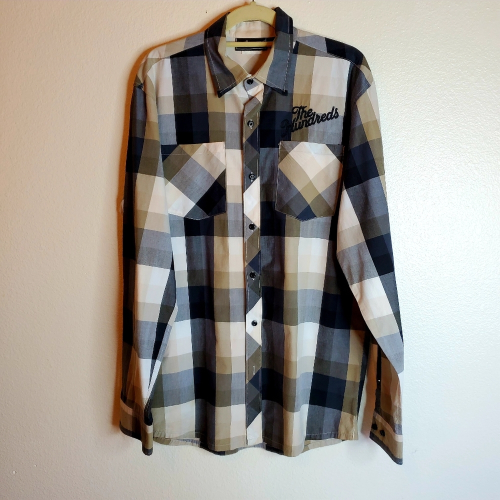 The Hundreds mens check button down shirt M